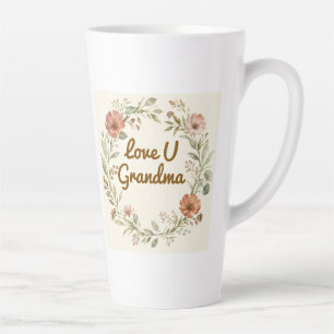 Personalized Grandma Custom Floral Wreath Gift Latte Mug
