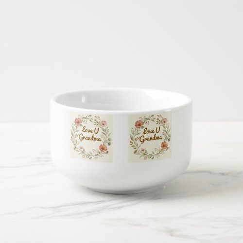 Personalized Grandma Custom Floral Wreath Gift Soup Mug