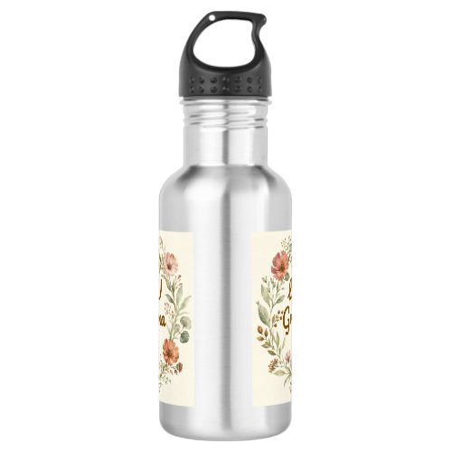 Personalized Grandma Custom Floral Wreath Gift Stainless Steel Water Bottle