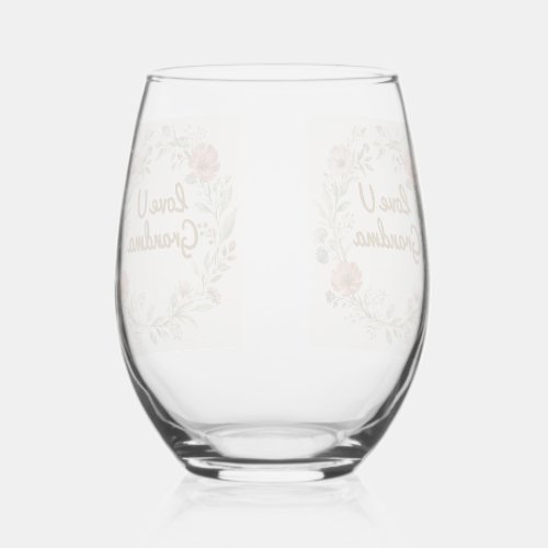 Personalized Grandma Custom Floral Wreath Gift Stemless Wine Glass