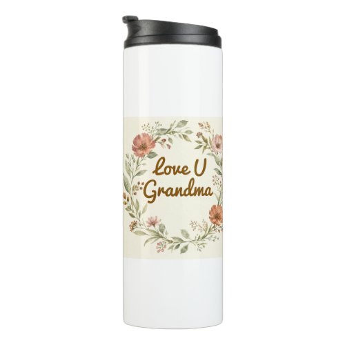 Personalized Grandma Custom Floral Wreath Gift Thermal Tumbler