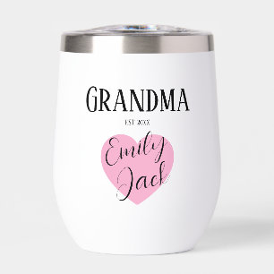 Personalized Grandma Customs script Name Thermal Wine Tumbler