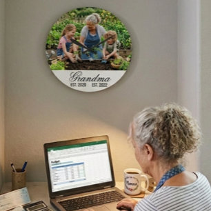 Personalized Grandma Established Photo Keepsake Large Clock