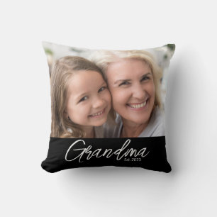 Personalized Grandma Established Year Photo Throw Pillow