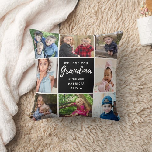 Personalized Grandma Gift From Grandkids 9 Photo   Throw Pillow