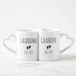 Personalized Grandma Grandpa EST. 2023 Coffee Mug Set