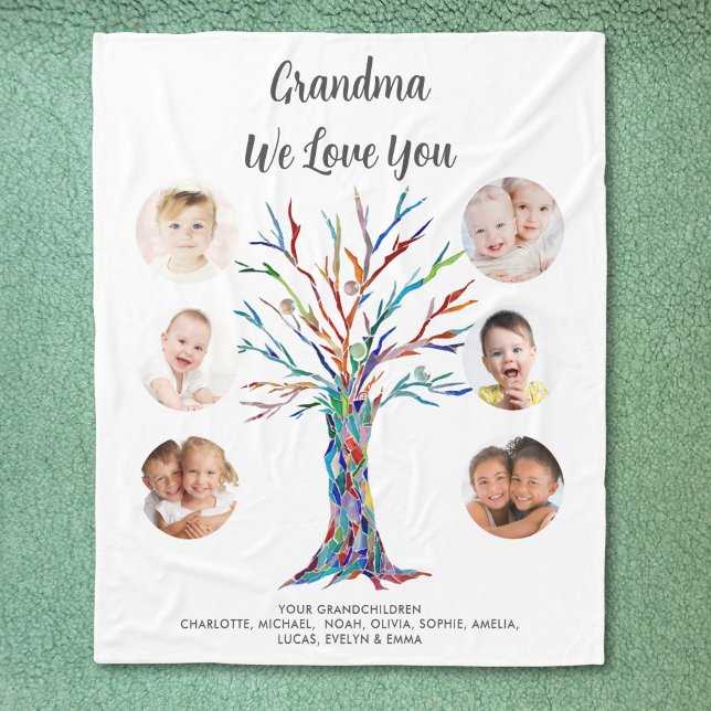Personalized Grandma Keepsake Photo Fleece Blanket (Creator Uploaded)