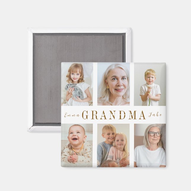 Personalized Grandma Magnet | Custom Photos (Front/Back)