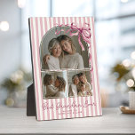 Personalized Grandma Mothers Day Photo Collage Bow Plaque<br><div class="desc">A heartfelt keepsake made just for Grandma. This personalized photo plaque features three cherished photos,  soft blush pink stripes,  and elegant handwritten-style typography reading “Best Grandma Ever.” A beautiful way to celebrate love,  family,  and generations of memories. Perfect for Mother’s Day,  birthdays,  or a meaningful thank-you gift from grandchildren.</div>
