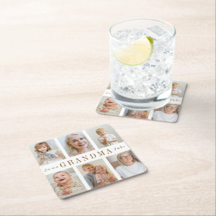 Personalized Grandma Paper Coaster Custom Photos