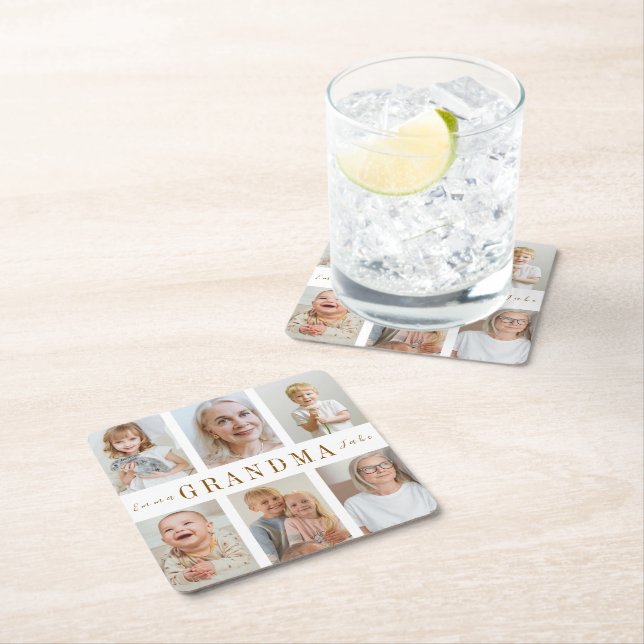 Personalized Grandma Paper Coaster | Custom Photos (Insitu)
