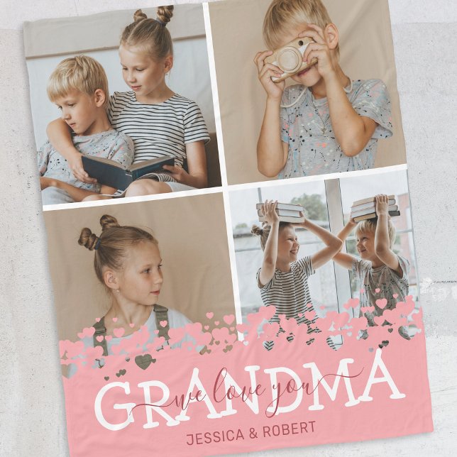 Personalized Grandma Photo Collage Fleece Blanket (Creator Uploaded)