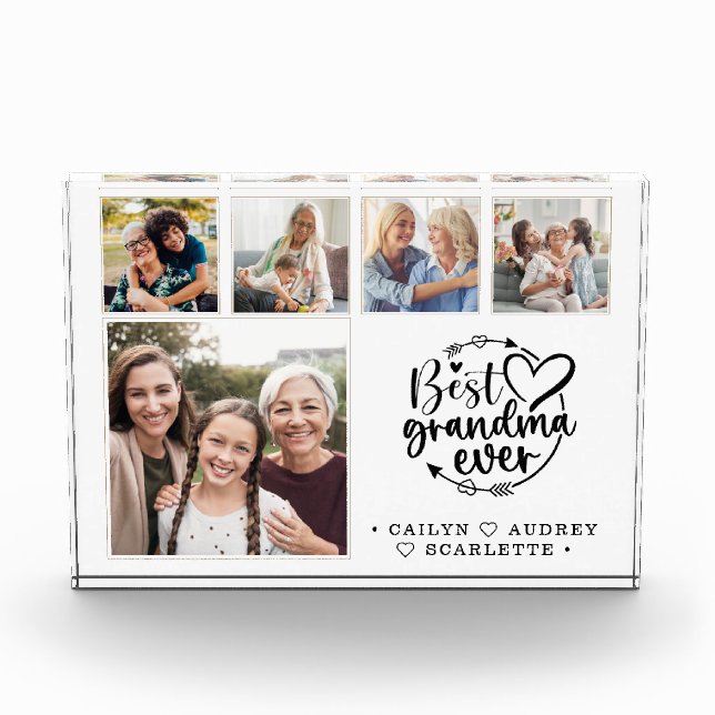 Personalized Grandma Photo Collage Gift Block (Front)