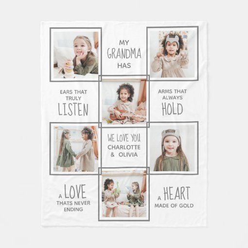 Personalized Grandma Photo Collage Grandmother Fleece Blanket Zazzle