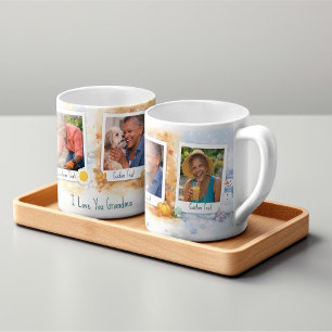 Personalized Grandma Photo Collage Watercolor Giant Coffee Mug