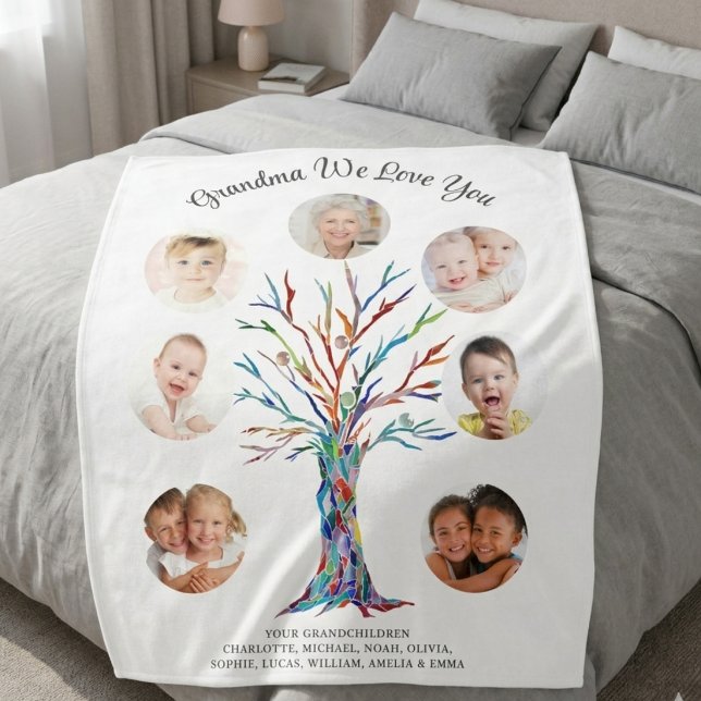 Personalized Grandma Photo Keepsake Fleece Blanket (Creator Uploaded)