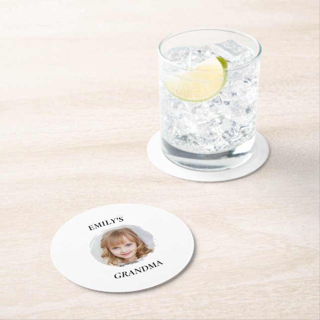 Personalized Grandma Photo Paper Coaster (Insitu)
