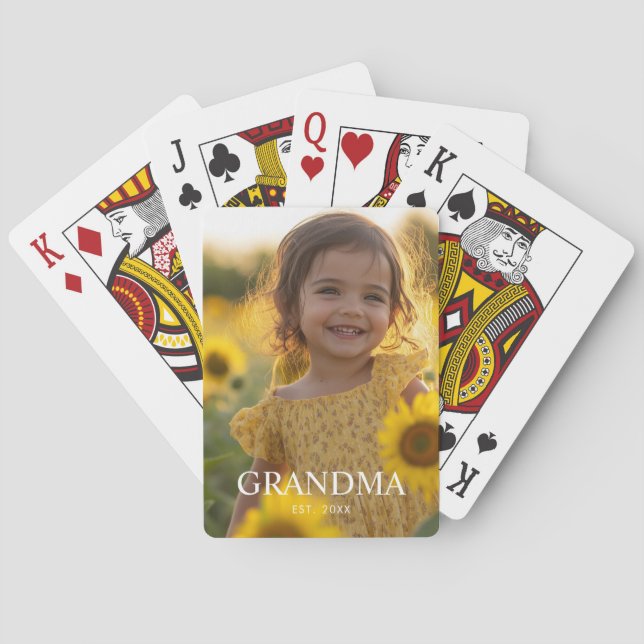 Personalized Grandma Photo Poker Cards (Back)