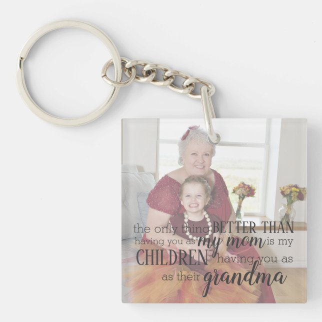 Personalized Grandma Photo Quote Keychain (Front)
