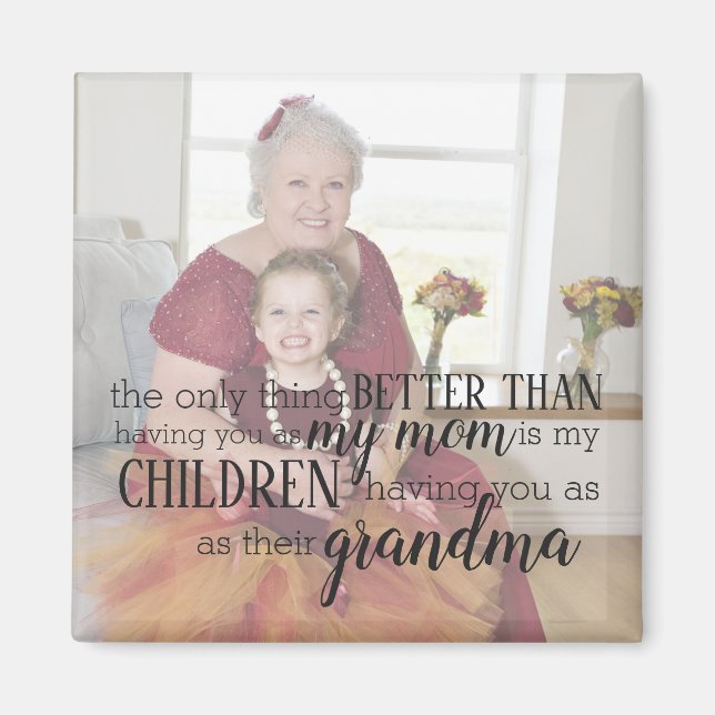 Personalized Grandma Photo Quote Magnet (Front)