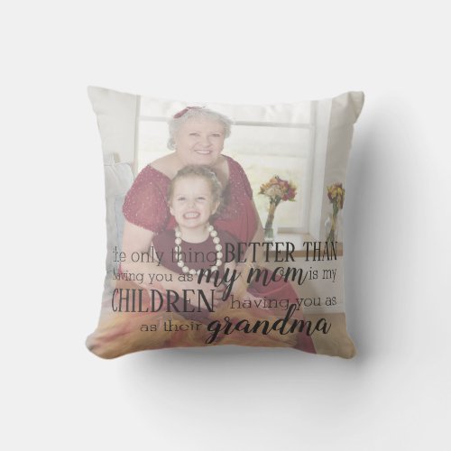 Personalized Grandma Photo Quote Pillow