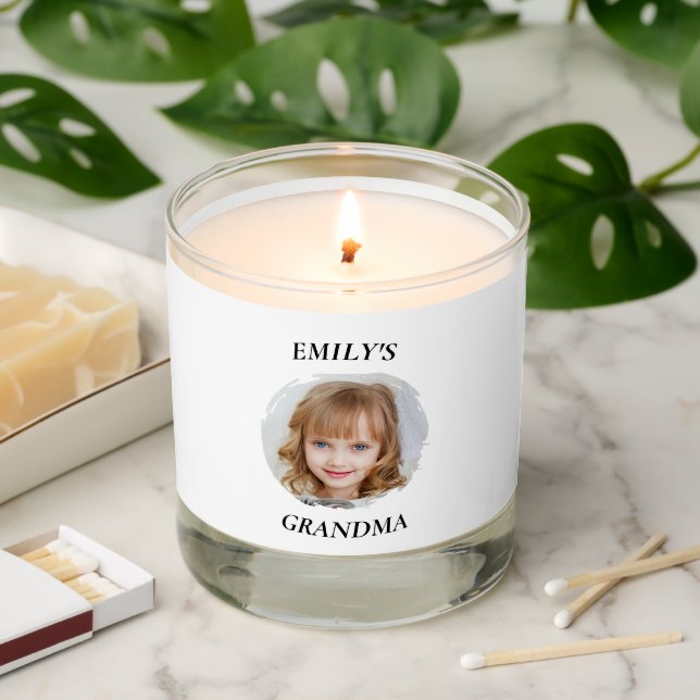 Personalized Grandma Photo Scented Jar Candle  (Lit)