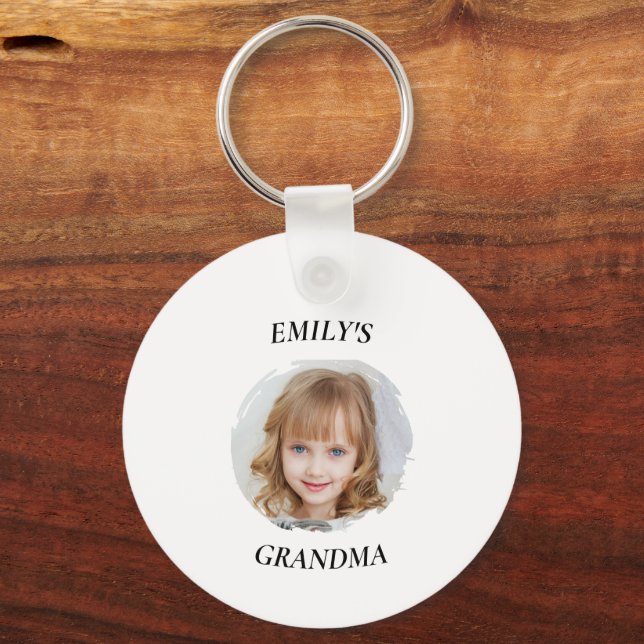 Personalized Grandma Photo & Text Keychain (Front)