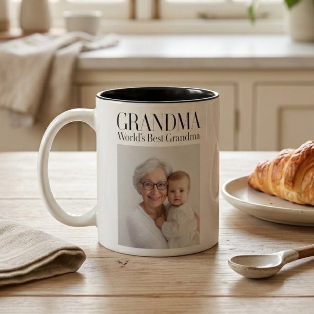 Personalized Grandma Photo | World’s Best Grandma Two-Tone Coffee Mug (Creator Uploaded)