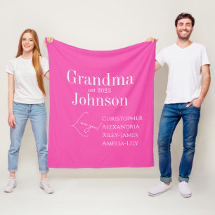 Personalized Grandma Pink Fleece Blanket