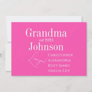 Personalized Grandma Pink Holiday Card