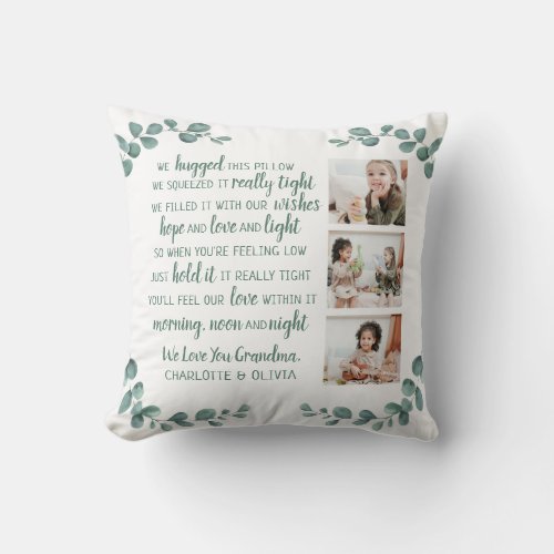 Personalized Grandma Quote Photo Collage  Throw Pillow