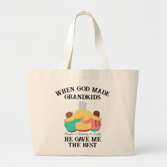Personalized grandma quotes for mothers day large tote bag (Front)