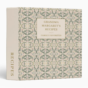 Personalized Grandma Recipe Keepsake Botanical 3 Ring Binder