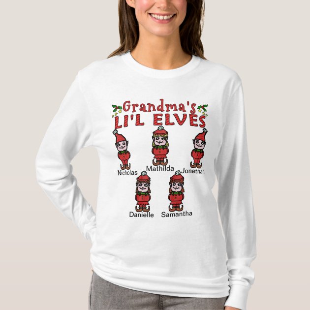 Elves Suit Outfit ELF CHRISTMAS Women Long Sleeve T-Shirt Crazy Gift Idea Granny 