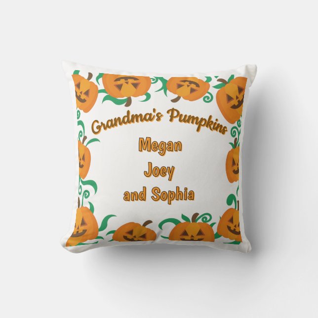 Personalized Grandma’s Pumpkins Halloween Pillow (Front)
