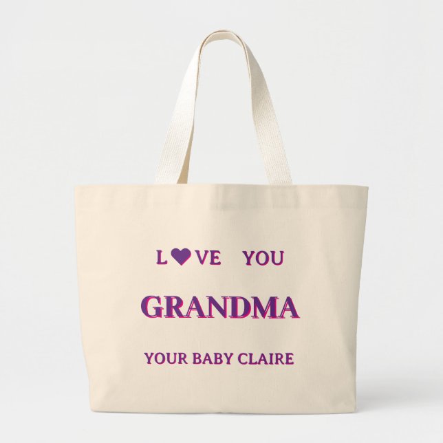 Personalized Grandma Script Large BAG PINK PURPLE (Front)