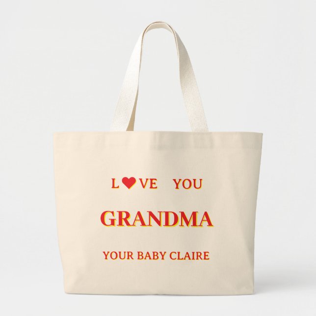 Personalized Grandma Script Large BAG RED & YELLOW (Front)