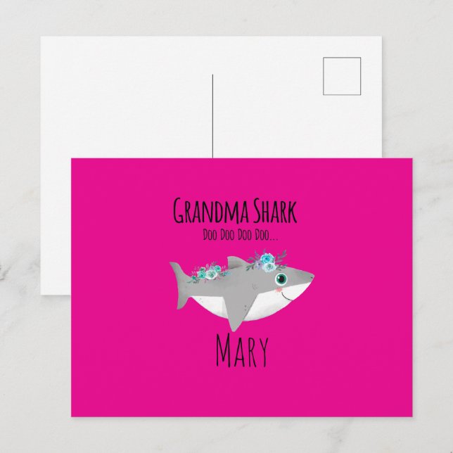 Personalized Grandma Shark Doo Doo Doo Postcard (Front/Back)