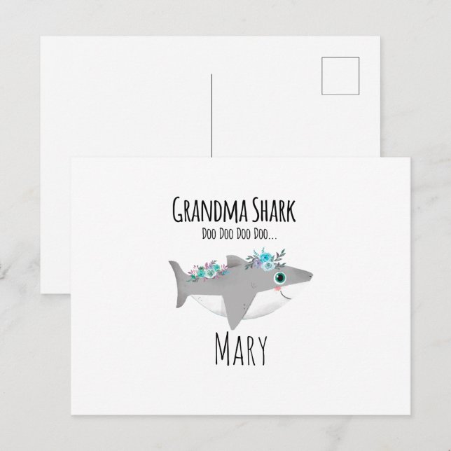 Personalized Grandma Shark Doo Doo Doo Postcard (Front/Back)