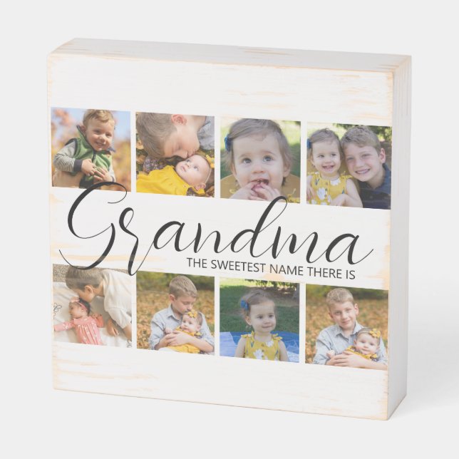 Personalized Grandma The Sweetest Name There Is Wooden Box Sign (Angled Horizontal)