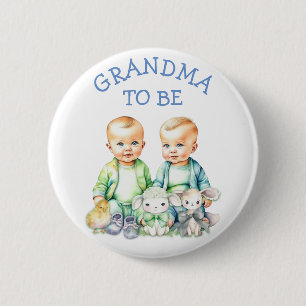 Personalized Grandma to be Twins Baby Shower   Button