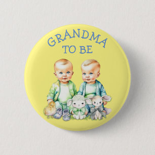 Personalized Grandma to be Twins Baby Shower Button