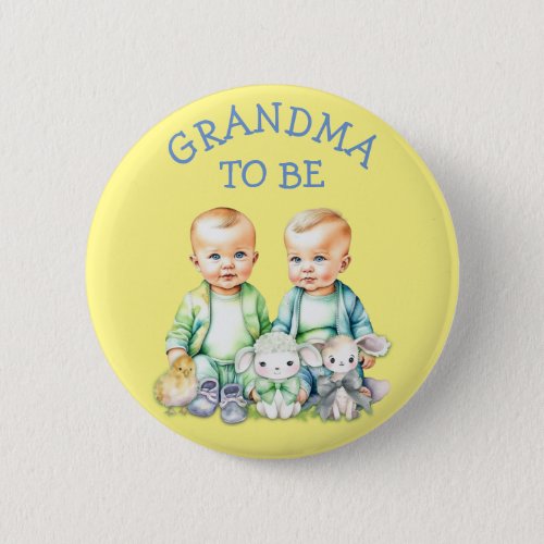 Personalized Grandma to be Twins Baby Shower   Button