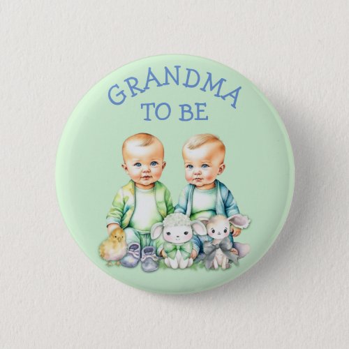 Personalized Grandma to be Twins Baby Shower   Button