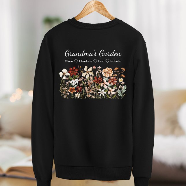 Personalized Grandma Vintage Wildflower Garden Sweatshirt (Front side)