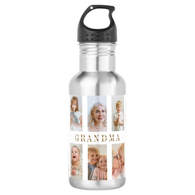 Personalized Grandma Water Bottle | Custom Photos (Front)