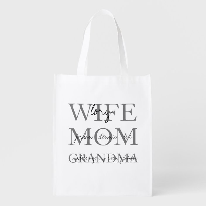 Personalized Grandma Wife Mother Sign Grocery Bag