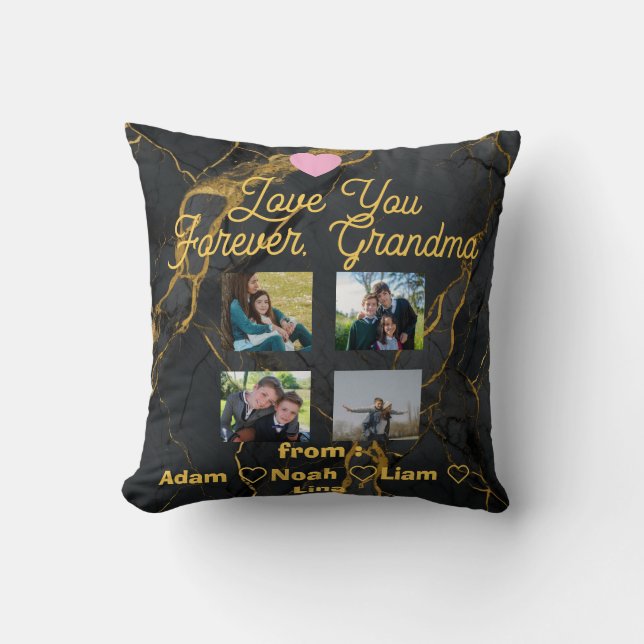 Personalized Grandma with Kids Throw Pillow 2026 (Front)