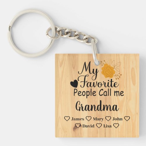 Personalized Grandma with names of the grandkids Keychain