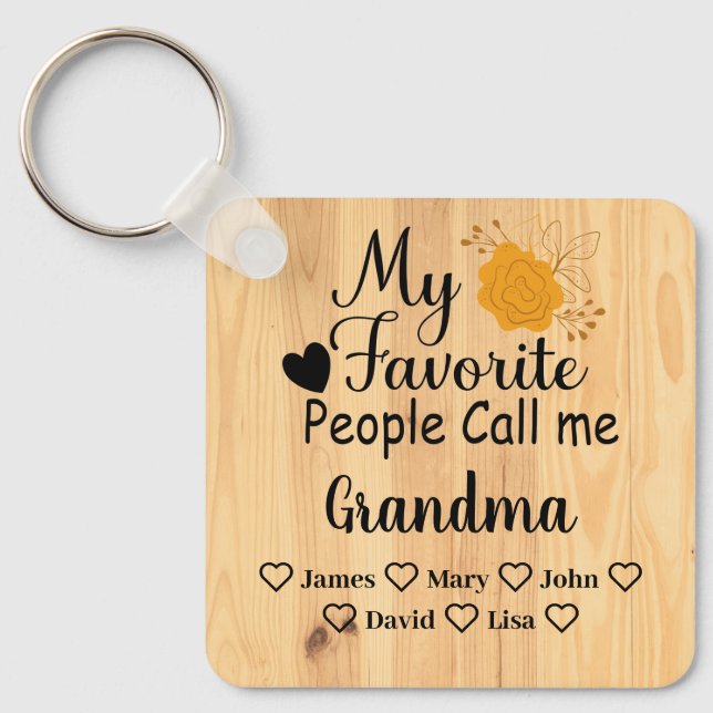 Personalized Grandma with names of the grandkids Keychain (Front)
